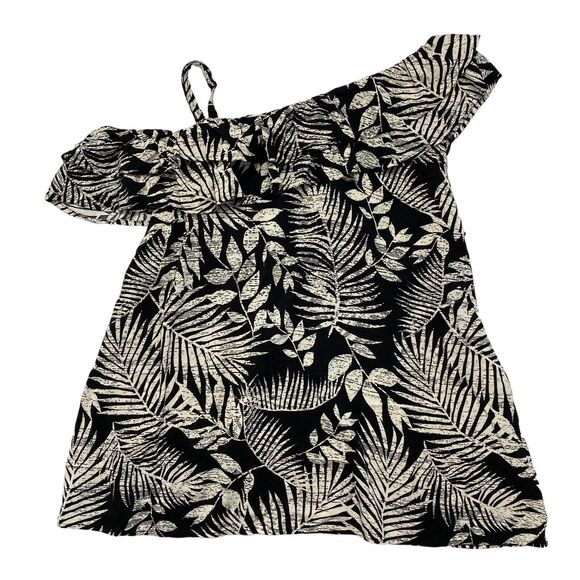 CITY CHIC Black Ivory Tropical Leaf Print Off The Shoulder Top Size XXL 24 Strap - Picture 4 of 9